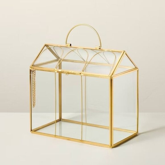 Large Scalloped Brass Glass Greenhouse – Hearth & Hand Magnolia Target 2025 - Picture 1 of 9